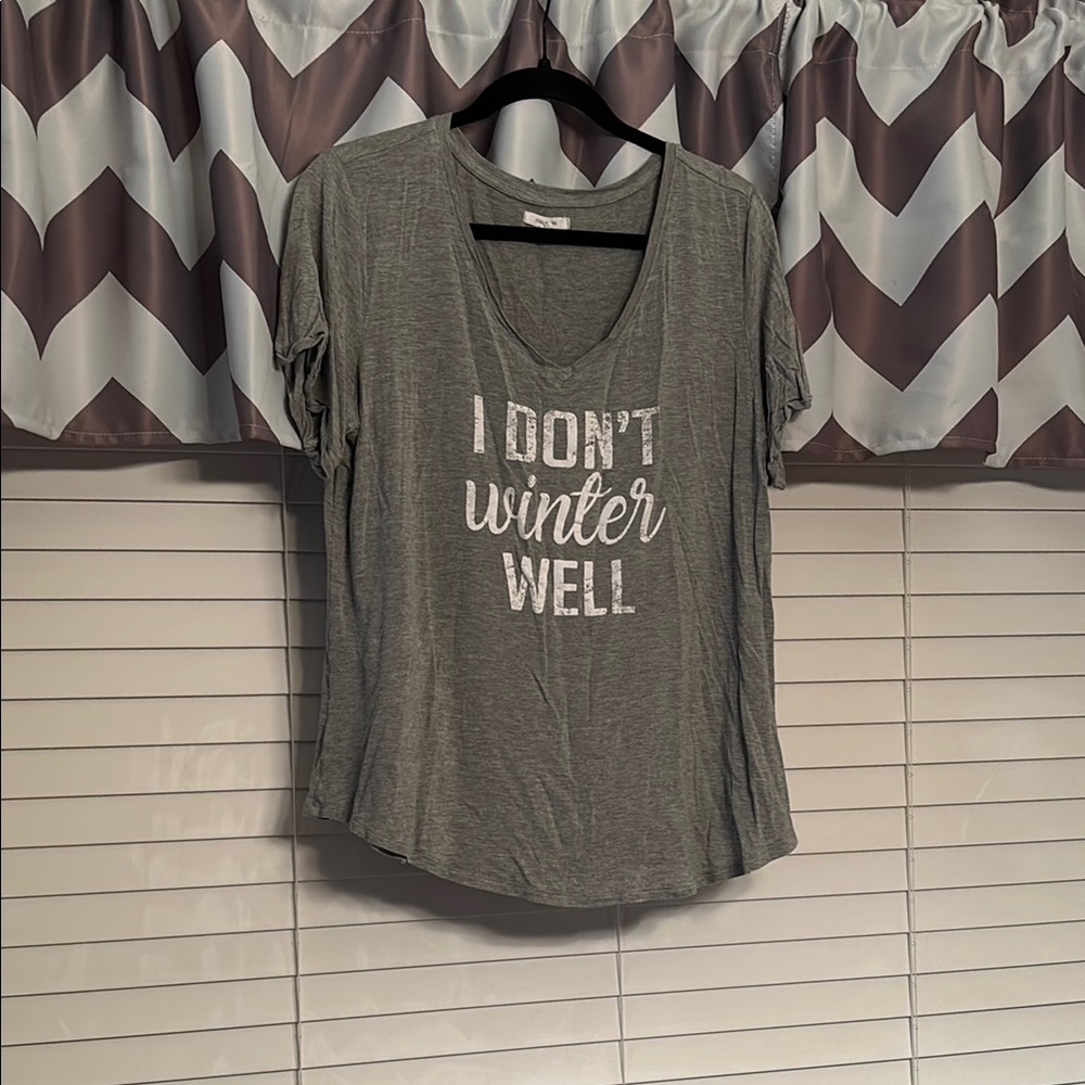 Gray Women's Top with Slogan
